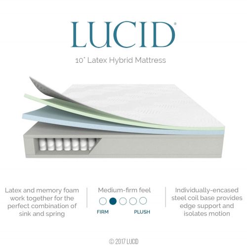  LUCID Lucid L300 Adjustable Bed Basewith Lucid 10 inch Latex Hybrid Mattress-Twin XL