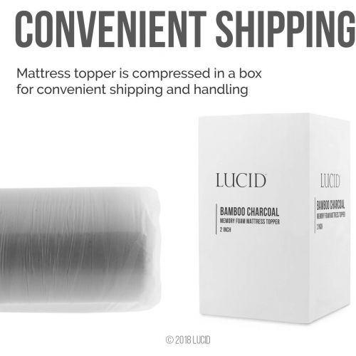  [아마존 핫딜] LUCID Lucid 2 Inch Bamboo Charcoal Memory Foam Mattress Topper - California King