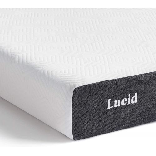  [아마존 핫딜] LUCID 5 Inch Memory Foam Low Profile-Cooling Gel Infusion-Hypoallergenic Bamboo Charcoal-Breathable Cover Bed Mattress Conventional, Queen, White