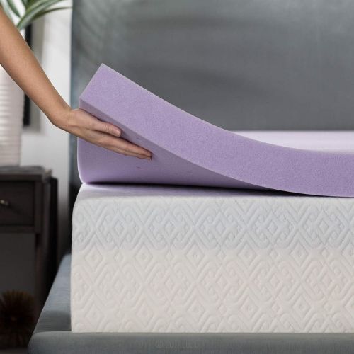  LUCID 3 Inch Lavender Infused Memory Foam Mattress Topper - Ventilated Design - Full Size