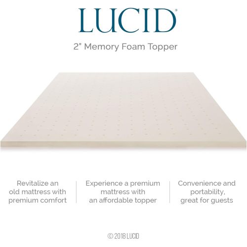  LUCID 3 Inch Ventilated Memory Foam Mattress Topper 3-Year Warranty - Cal King