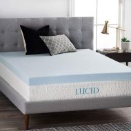 LUCID 4 Inch Gel Memory Foam Mattress Topper - Ventilated Design - Ultra Plush - Queen
