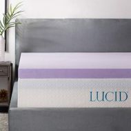 LUCID 3 Inch Lavender Infused Memory Foam Mattress Topper - Ventilated Design - King Size