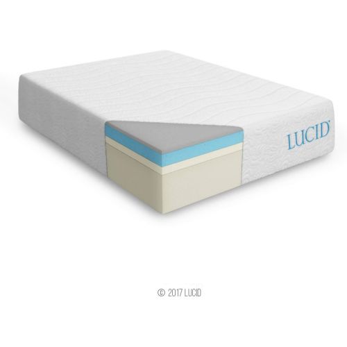  LUCID 16 Inch Plush Gel Memory Foam and Latex Four-Layer-Infused with Bamboo Charcoal Mattress, Twin