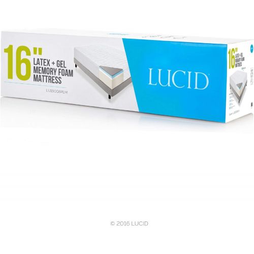  LUCID 16 Inch Plush Gel Memory Foam and Latex Four-Layer-Infused with Bamboo Charcoal Mattress, Twin