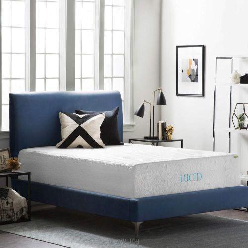  LUCID 16 Inch Plush Gel Memory Foam and Latex Four-Layer-Infused with Bamboo Charcoal Mattress, Twin