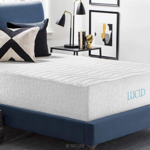  LUCID 16 Inch Plush Gel Memory Foam and Latex Four-Layer-Infused with Bamboo Charcoal Mattress, Twin