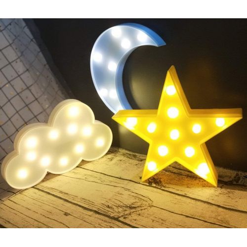  [아마존베스트]LUCKIEY Decorative LED Crescent Moon Star Cloud Night Lights for Kids and Adults,Baby Nursery,Birthday Party,Kids Room Decor