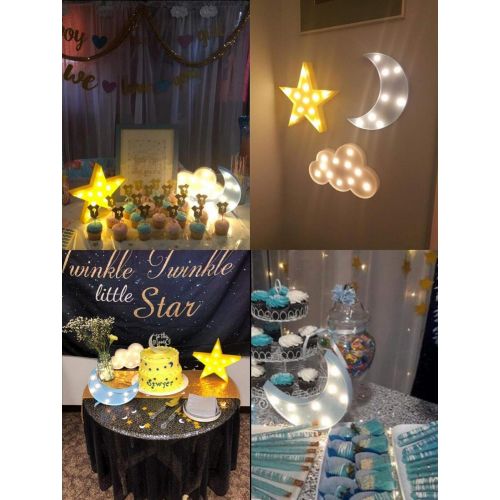  [아마존베스트]LUCKIEY Decorative LED Crescent Moon Star Cloud Night Lights for Kids and Adults,Baby Nursery,Birthday Party,Kids Room Decor