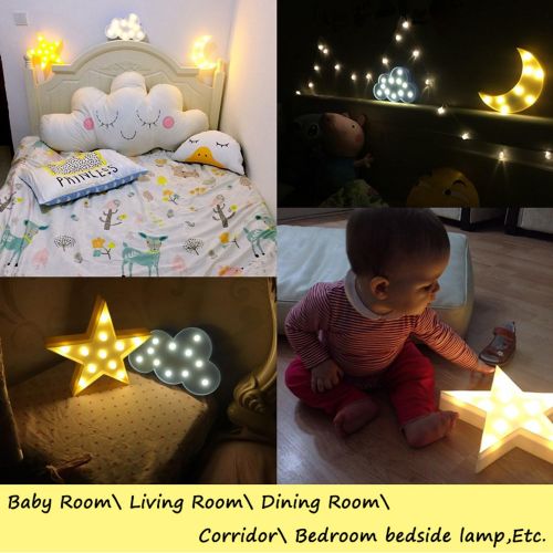  [아마존베스트]LUCKIEY Decorative LED Crescent Moon Star Cloud Night Lights for Kids and Adults,Baby Nursery,Birthday Party,Kids Room Decor