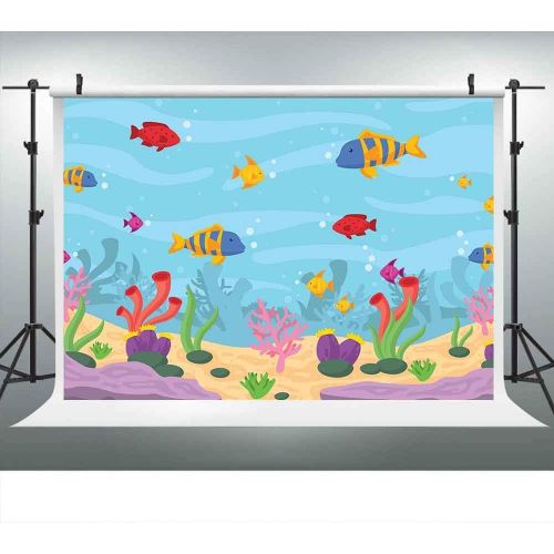  Cartoon Underwater World Backdrops for Photography 9x6FT Fish Coral Seabed Photo Backgrounds Children Marine Theme Party Banner Photo Booth Props LUCKSTY LULF538