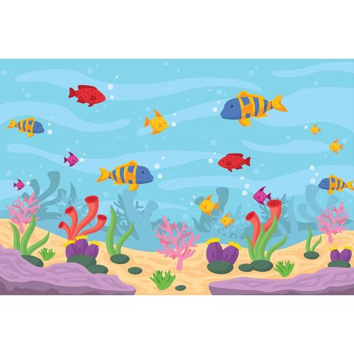  Cartoon Underwater World Backdrops for Photography 9x6FT Fish Coral Seabed Photo Backgrounds Children Marine Theme Party Banner Photo Booth Props LUCKSTY LULF538