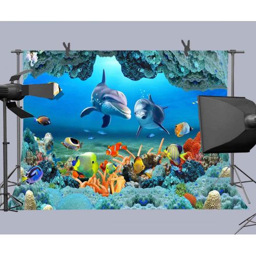  LUCKSTY Lucksty 9x6ft Tropical Underwater Photography Backdrop Dolphin Coral Background for Baby Children Shooting Photo Studio Props LUGY061