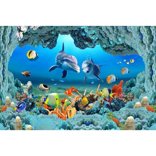  LUCKSTY Lucksty 9x6ft Tropical Underwater Photography Backdrop Dolphin Coral Background for Baby Children Shooting Photo Studio Props LUGY061