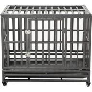 LUCKUP 38 Inch Heavy Duty Dog Cage Metal Kennel and Crate for Large Dogs,Easy to Assemble Pet Playpen with Four Wheels,Black … …