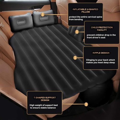  LUCKUP Car Air Mattress Inflatable Car Sleeping Pad with Two Pillows,Backrest for Camping,Travel,Vacation and Other Family Activities with Air Pump