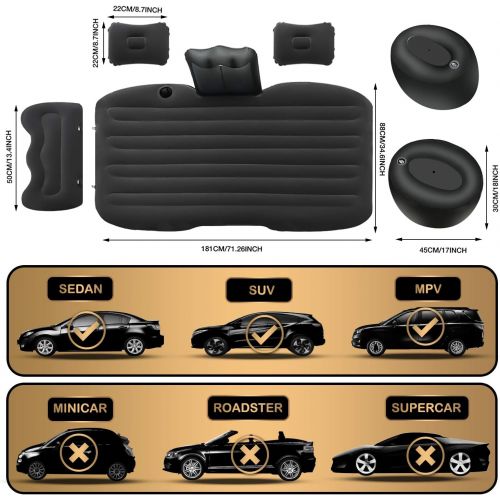  LUCKUP Car Air Mattress Inflatable Car Sleeping Pad with Two Pillows,Backrest for Camping,Travel,Vacation and Other Family Activities with Air Pump