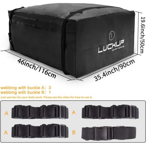  LUCKUP Roof Rack Car Cargo Carrier Bag Rooftop Box Waterproof &Durable with Anti-Slip Mat Heavy Duty Wide Straps and Buckles, Compatible for All Car Models (18.5 Cubic Ft-Black)