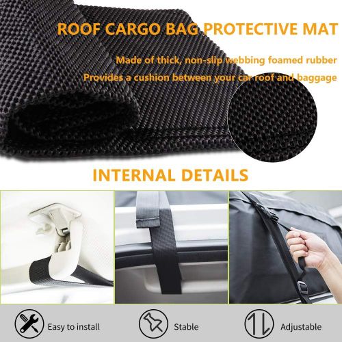  LUCKUP Roof Rack Car Cargo Carrier Bag Rooftop Box Waterproof &Durable with Anti-Slip Mat Heavy Duty Wide Straps and Buckles, Compatible for All Car Models (18.5 Cubic Ft-Black)