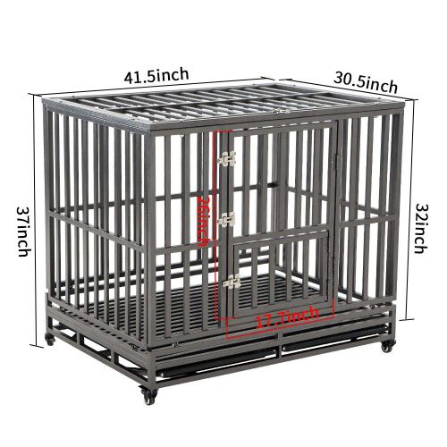  LUCKUP Heavy Duty Dog Cage Strong Metal Kennel and Crate for Medium and Large Dogs, Pet Playpen with Four Wheels,Easy to Install