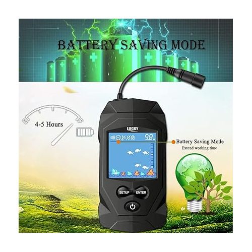  LUCKY Portable Fish Finders Wired Transducer Kayak Fish Finder Kit Portable Depth Finder LCD Display for Kayak Boat Ice Fishing