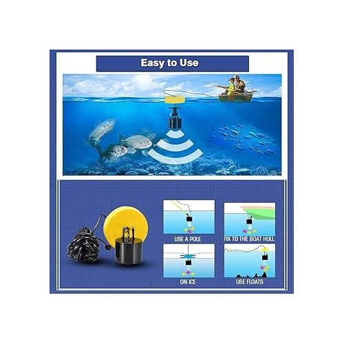  LUCKY Kayak Portable Fish Depth Finder Water Handheld Fish Finder Sonar Castable Kayak Boat Fishfinder Transducer Fishing LCD Display FFC1108