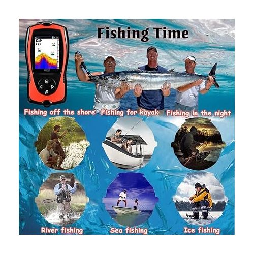  LUCKY Portable Fish Finder Handheld Kayak Fish Finders Wired Fish Depth Finder Sonar Sensor Transducer for Boat Fishing Sea Fishing