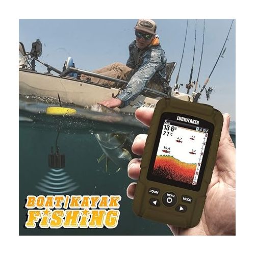  LUCKY Water Depth Fish Finders Waterproof Portable Fishing Fish Finder Display Handheld Ice Fishing Finder Sonar Sensor Transducer for Boat Kayak Sea Fishing