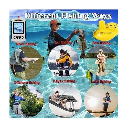  LUCKY Sonar Handheld Fish Finder Wireless Transducer Handheld Fish Finders Boat Kayak LCD Depth Finder Portable Display Sensor