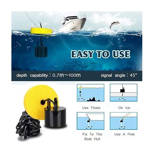  LUCKY Sonar Portable Fish Finder Transducer Wired Water Depth Finders Boat Kayak Transducer Fish Finder Handheld Fishing Gifts for Men