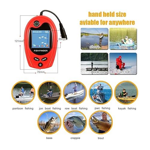  LUCKY Sonar Portable Fish Finder Transducer Wired Water Depth Finders Boat Kayak Transducer Fish Finder Handheld Fishing Gifts for Men