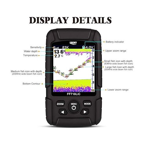  LUCKY Portable Fish Finder with Dual Sonar Frequency for Ice fishing Kayak fishing