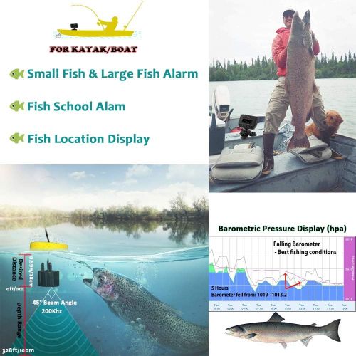  [아마존베스트]LUCKY Fish Finders for Boats Kayak Fish Finder Portable Saltwater Kayak Depth Finder Fishing Wired Transducer with LCD Screen for Sea Fishing Bank Fishing Lake Fishing