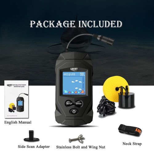  LUCKY Portable Fish Finders Wired Transducer Kayak Fish Finder Kit Portable Depth Finder LCD Display for Kayak Boat Ice Fishing