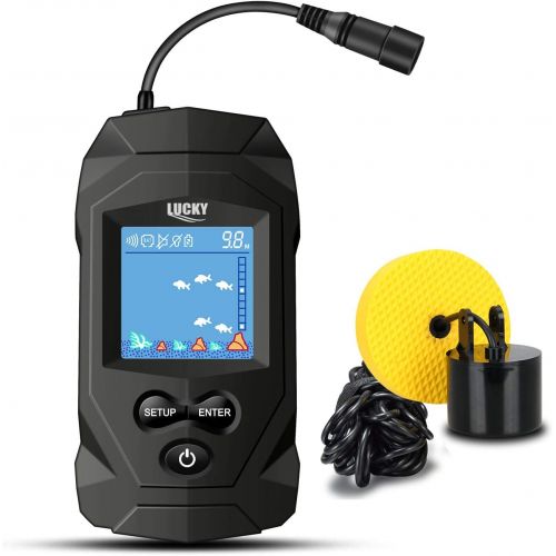  [아마존베스트]LUCKY Portable Fish Finders Wired Transducer Kayak Fish Finder Kit Portable Depth Finder LCD Display for Kayak Boat Ice Fishing