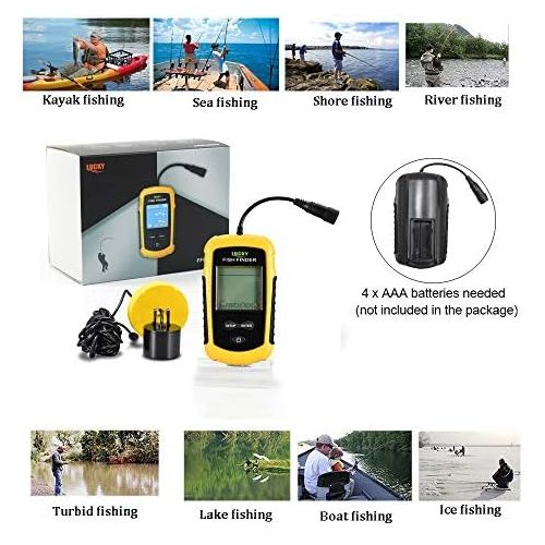  [아마존베스트]LUCKY Fishfinder Fish Finder 100 m / 328 ft Portable Fishing Sonar Sensor Wired LCD Deep Finder Echo Sounder