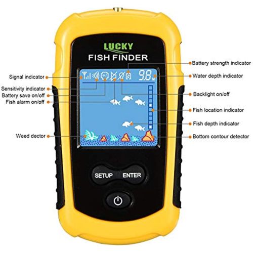  [아마존베스트]LUCKY Fish Finder, Wireless, in colours, Portable Fishing Sonar Sensor, Wired LCD Depth Finder, echo sounder