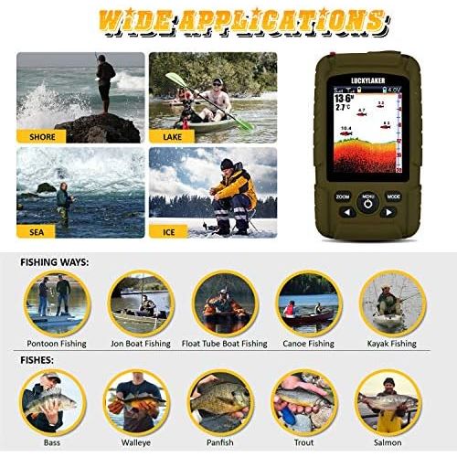  [아마존베스트]LUCKY Portable Sonar Fish Finder Boat Depth Fishing Fish Finder Waterproof Handheld Wireless Fishing Finder Kayak Sound Head Depth Gauge for Ice Fishers