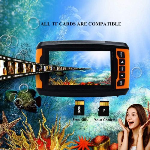  Lucky Portable Underwater Camera, Fish Finder Water Camera with High Resolution Screen, Unlimited External Memory, 40KG88LB Bearing Cable, Files Playback, Fishing Camera for Under