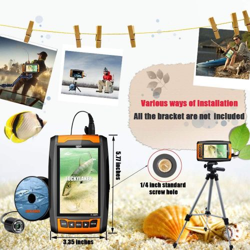  Lucky Portable Underwater Camera, Fish Finder Water Camera with High Resolution Screen, Unlimited External Memory, 40KG88LB Bearing Cable, Files Playback, Fishing Camera for Under