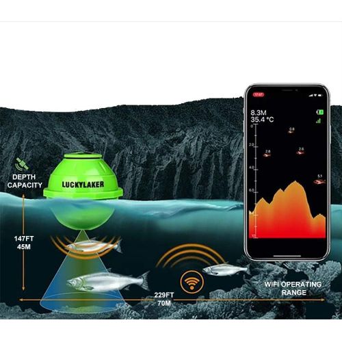  Lucky Smart Fish Finder  Portable Wi-Fi Fish Finder for Recreational Fishing from Dock, Shore or Bank