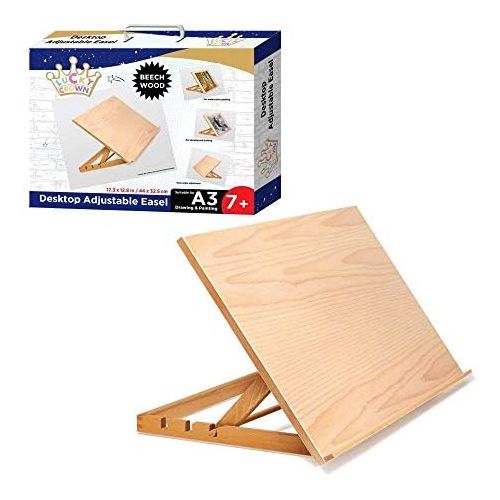  Lucky Crown US Art Adjustable Wood Desk Table -Light Weight, Easel with Strong Support