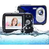 [아마존베스트]LUCKYCAM Kids Camera,Waterproof Camera 21MP 1080P Underwater Digital Camera with Flash 2.8 Inch LCD, Rechargeable HD Digital Camera for Boys and Girls Snorkeling/Travel/Gift(Blue)