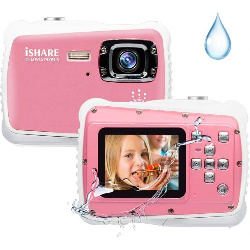  [아마존베스트]LUCKYCAM Kids Camera,21MP HD 3M Waterproof Digital Camera Kids,Kids Waterproof Camera 2.0 Inch LCD Display,8X Digital Zoom,Flash and Mic for Kids Boys Girls Gift(Pink)