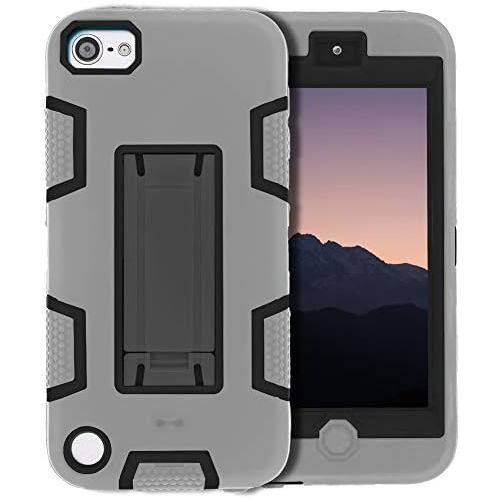  [아마존베스트]LUCKYCAT iPod Touch 7th Gen Case,iPod Touch 6th Gen Case,Kickstand Case for iPod Touch,Anti-Scratch Anti-Fingerprint Heavy Duty Protection Shockproof Rugged Cover Apple iPod Touch 2019,Grey