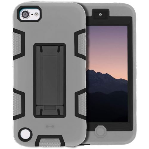  [아마존베스트]LUCKYCAT iPod Touch 7th Gen Case,iPod Touch 6th Gen Case,Kickstand Case for iPod Touch,Anti-Scratch Anti-Fingerprint Heavy Duty Protection Shockproof Rugged Cover Apple iPod Touch 2019,Grey