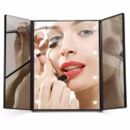 LUCKYFINE Travel Mirror LuckyFine Tri-Fold Lighted Led Mirror/Lighted Travel Mirror/Vanity Mirror/Lighted Makeup Mirror/Pocket Mirror/Compact Mirror/3 Way Mirror With LED