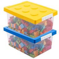 [아마존베스트]Toy Storage,LUCKY-GO Kids Toys Box and Organizers, 2 Piece Container Bundle with Compatible Building Baseplate,Toy Chests, Brick Storage Set for Nursery, Playroom, Closet, Home