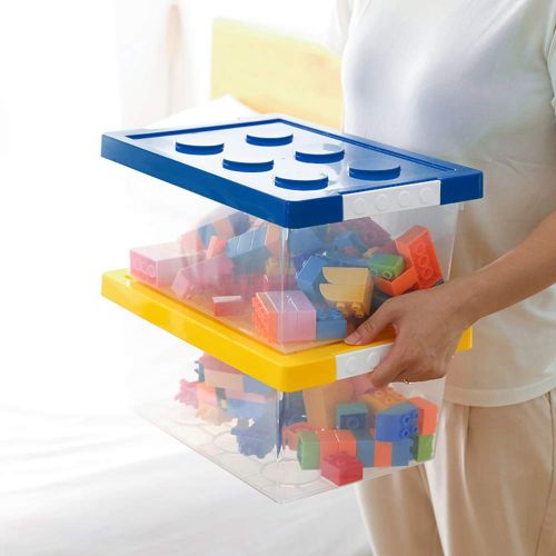  [아마존베스트]Toy Storage,LUCKY-GO Kids Toys Box and Organizers, 2 Piece Container Bundle with Compatible Building Baseplate,Toy Chests, Brick Storage Set for Nursery, Playroom, Closet, Home