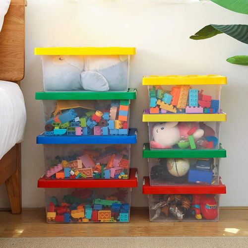  [아마존베스트]Toy Storage,LUCKY-GO Kids Toys Box and Organizers, 2 Piece Container Bundle with Compatible Building Baseplate,Toy Chests, Brick Storage Set for Nursery, Playroom, Closet, Home